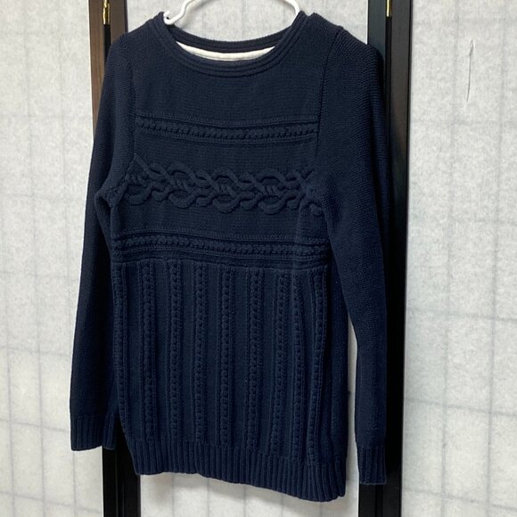 Tommy Hilfiger Scoop Neck Pull Over Cable & Rib Knit Sweater Navy Blue Kids L - Picture 4 of 12